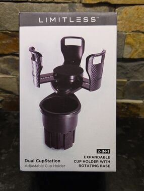LIMITLESS Dual Cup Station Adjustable Cup Holder-NIB